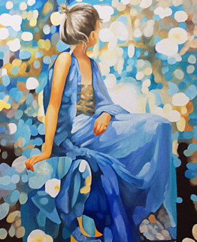 Œuvre contemporaine nommée « La Dame en bleu », Réalisée par ALAIN ROLLAND