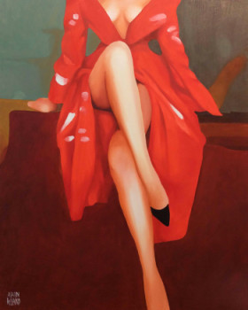 Œuvre contemporaine nommée « La femme à la robe rouge », Réalisée par ALAIN ROLLAND