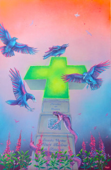 Œuvre contemporaine nommée « Green Cross Code (Veritas Vincet) », Réalisée par DARRAGH POWELL