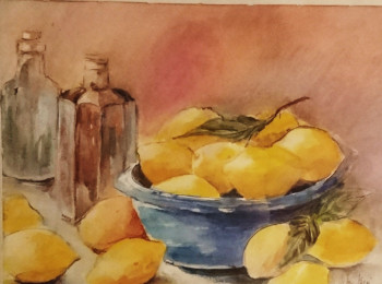 Œuvre contemporaine nommée « Les citrons - Pastel Sec », Réalisée par CLICKART+