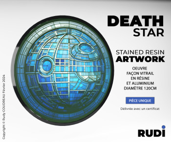 Œuvre contemporaine nommée « Death Star Stained Resin », Réalisée par RUDI
