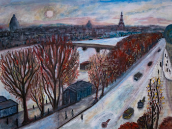 Œuvre contemporaine nommée « Quai de Seine en automne », Réalisée par KRIGOU CHRISTIAN SCHNIDER