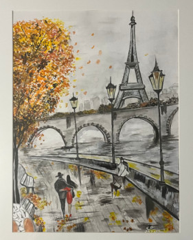 Œuvre contemporaine nommée « Paris en automne », Réalisée par CP