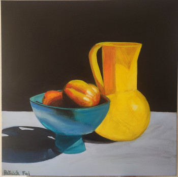 Œuvre contemporaine nommée « Pot avec vase de fruits », Réalisée par PATRICK FOI