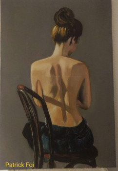 Œuvre contemporaine nommée « Femme à dos nu sur une chaise », Réalisée par PATRICK FOI