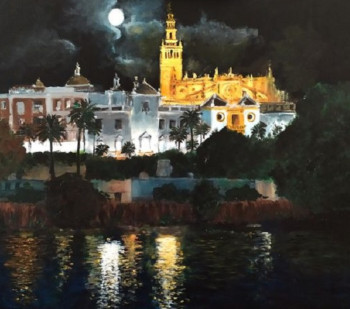 Œuvre contemporaine nommée « SEVILLA DESDE TRIANA (NOCTURNO) », Réalisée par ROLDAN