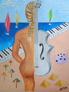 Œuvre contemporaine nommée « La femme au violon », Réalisée par PAUL EMILE ANTON