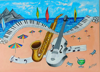 Œuvre contemporaine nommée « beach music », Réalisée par PAUL EMILE ANTON