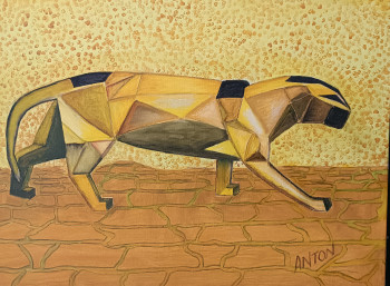 Œuvre contemporaine nommée « Felin d'or », Réalisée par PAUL EMILE ANTON