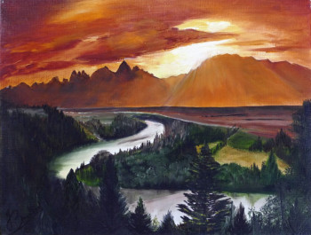 Œuvre contemporaine nommée « Rivière de montagne », Réalisée par LES PEINTURES DE JOELLE BROUILLARD