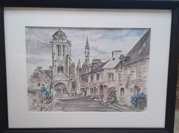 Œuvre contemporaine nommée « Vue sur l'église de Locronan », Réalisée par JOSEPHINE