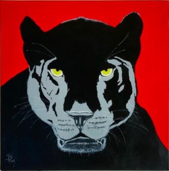 Œuvre contemporaine nommée « Black panther under a red sky », Réalisée par STEFAN