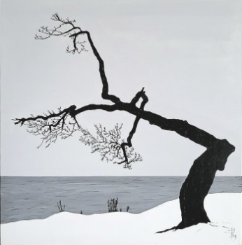 Œuvre contemporaine nommée « L'hiver au bord du Léman », Réalisée par STEFAN