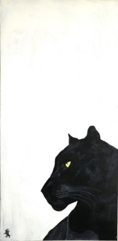 Œuvre contemporaine nommée « Black panther under the light of the white moon », Réalisée par STEFAN