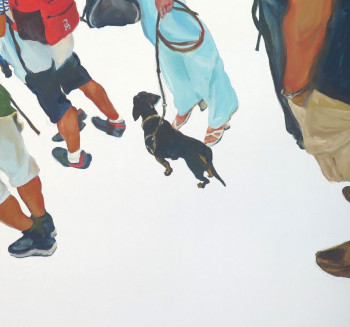 Œuvre contemporaine nommée « Mirando el suelo en la fila de embarque », Réalisée par JESúS MANUEL MORENO