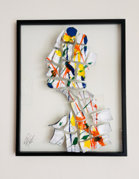 Œuvre contemporaine nommée « Art mural portrait en papier mâché », Réalisée par MARCOS SUAREZ