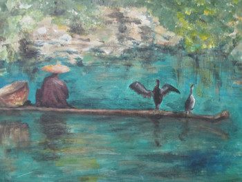 Œuvre contemporaine nommée « Pêcheur au cormoran », Réalisée par MARIKA