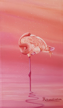 Œuvre contemporaine nommée « LE FLAMAND ROSE, LA FLAMME EN ROSE », Réalisée par MHBESSON