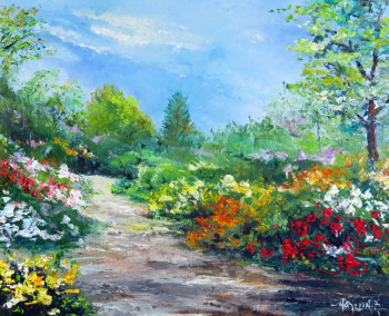 Œuvre contemporaine nommée « Azalées et rhododendrond à Boutiguéry », Réalisée par MICHEL HAMELIN