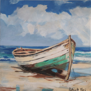 Œuvre contemporaine nommée « Barque de pêcheur échouée sur la plage », Réalisée par PATRICK FOI