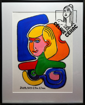 Œuvre contemporaine nommée « DAME MUSIQUE AU COR - VENDU », Réalisée par CéLINE CéNAC