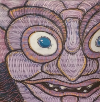 Œuvre contemporaine nommée « Portrait rond sur fond violet rose », Réalisée par COPAINTER72