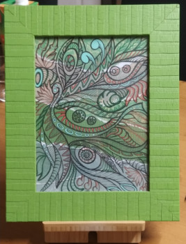 Œuvre contemporaine nommée « Scrap vert avec graphisme oeil », Réalisée par COPAINTER72