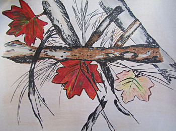 Œuvre contemporaine nommée « feuilles d'automne », Réalisée par ELIZABETH GARCES