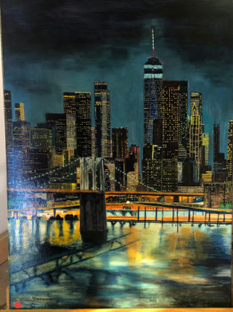 Œuvre contemporaine nommée « New York . toile acrylique 70x50. », Réalisée par VIVIANE