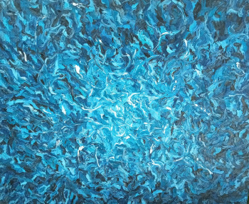 Œuvre contemporaine nommée « composition bleue », Réalisée par ALFREDO
