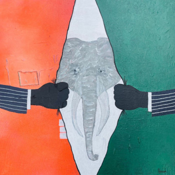 Œuvre contemporaine nommée « Triomphe des Éléphants », Réalisée par EYMARD