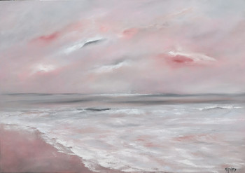 Œuvre contemporaine nommée « RÊVERIE EN ROSE ET GRIS », Réalisée par MARTINE GRéGOIRE