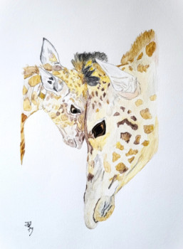 Œuvre contemporaine nommée « Girafe et girafon », Réalisée par STEFAN