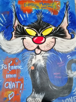 Œuvre contemporaine nommée « Je t'aime mon chat ! », Réalisée par VIVI