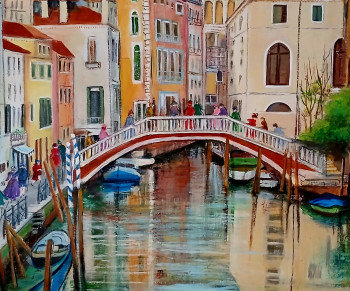 Œuvre contemporaine nommée « Promenade dans Venise », Réalisée par E.BOREL