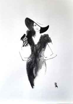Œuvre contemporaine nommée « L'élégante au chapeau », Réalisée par STEFAN