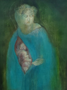 Œuvre contemporaine nommée « La déesse bleue », Réalisée par ISABELLE VIALLE