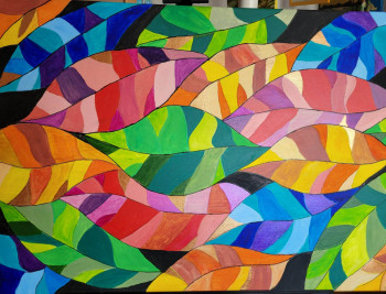 Œuvre contemporaine nommée « Feuilles multicolores », Réalisée par ANNE LEFèVRE RéMY