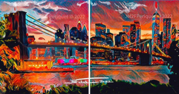 Œuvre contemporaine nommée « New York City & Brooklyn bridge », Réalisée par PERIQUET.ARTEATREVIDO