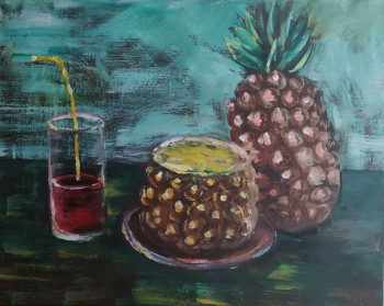 Œuvre contemporaine nommée « Nature morte aux ananas », Réalisée par KOZAR