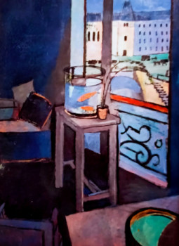 Œuvre contemporaine nommée « intérieur, bocal de poissons d'après Matisse », Réalisée par VERONIQUE MORICEAU