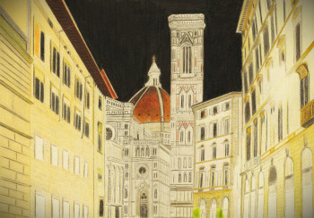 Œuvre contemporaine nommée « Firenze by night », Réalisée par PIRDESSINS