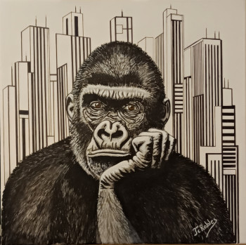 Œuvre contemporaine nommée « Les gorilles et la déforestation », Réalisée par JEAN-CLAUDE ROBLES