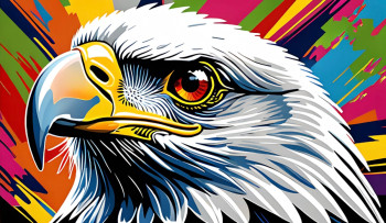Œuvre contemporaine nommée « Eagle », Réalisée par DOMINIQUE DULOT DIGITAL