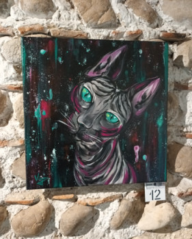 Œuvre contemporaine nommée « Animal - Chat égyptien - street art », Réalisée par CéDRIC CRéA