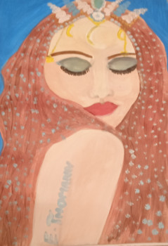 Œuvre contemporaine nommée « La belle sirène Queina », Réalisée par ELLE *