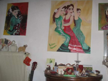 Œuvre contemporaine nommée « À gauche la ''Flamenca de Maman Lulu, à droite trio de '' flamencas '' », Réalisée par ELLE *