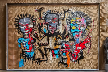 Œuvre contemporaine nommée « les trois petits singes du chateau des Allues », Réalisée par TEDRUB