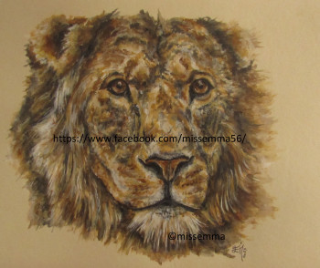 Œuvre contemporaine nommée « roi lion Mufasa », Réalisée par MISS EMMA ARTISTE PEINTRE
