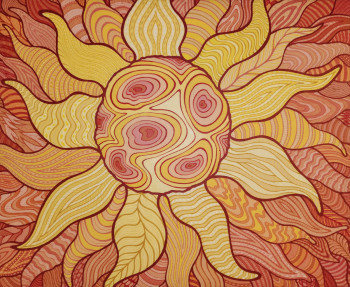 Œuvre contemporaine nommée « Soleil - du jaune au rouge », Réalisée par COPAINTER72